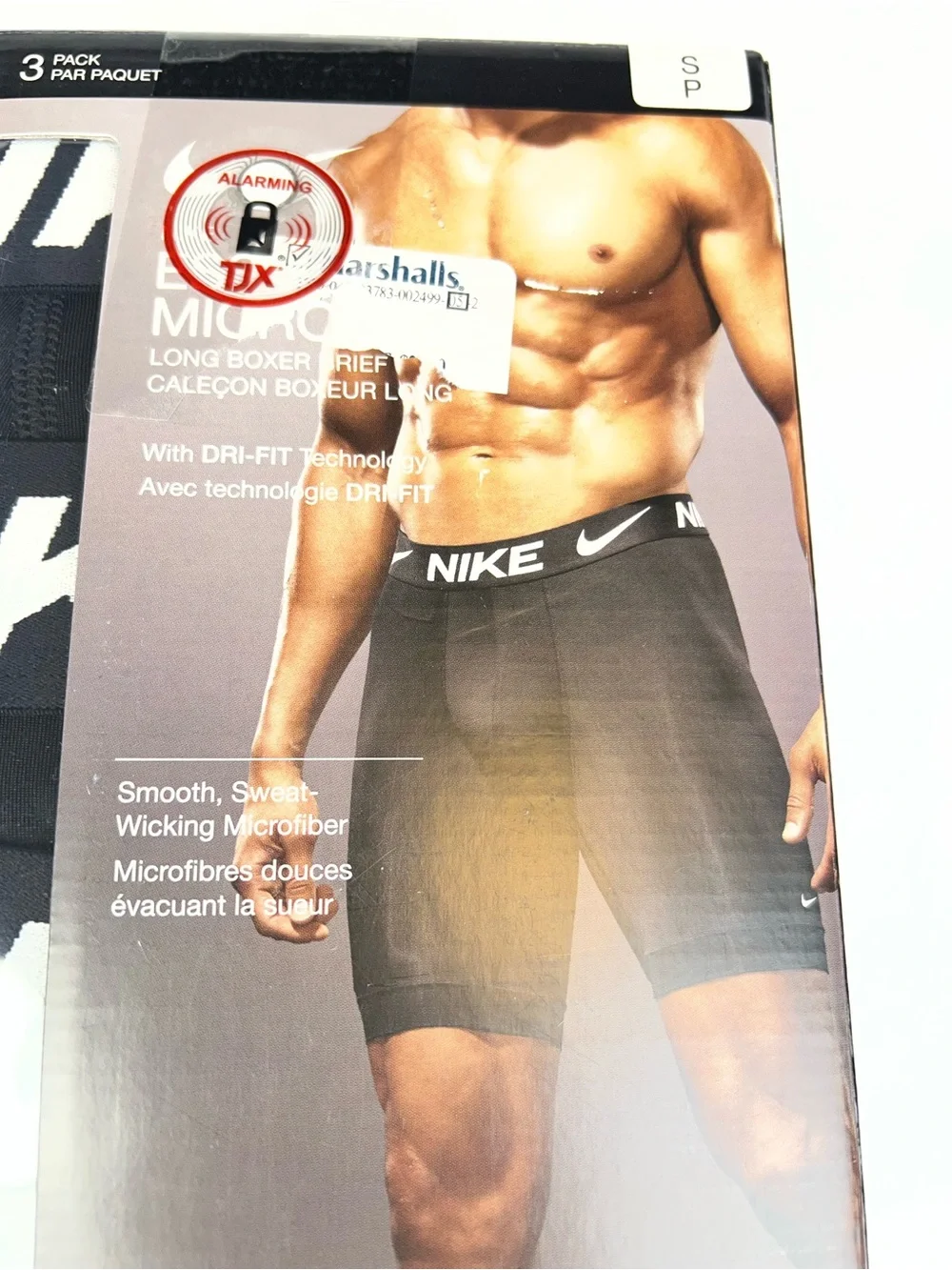 Nike 3 Pack Long Boxer Briefs Essential Micro Dri-FIT Black White Men’s Size S